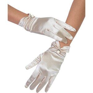 Women's Evening Cream-Satin Tulle Short Lace Gloves Wrist Wedding Bridal Party